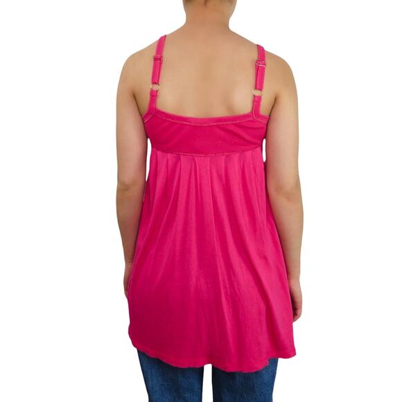 Express Y2k Hot Pink Baby Doll Spaghetti Strap Tank Top XS Cute Summer - Picture 2 of 8